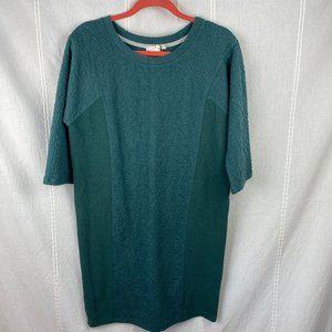 Silka Tunic Sweatshirt Dress Crew Neck Green Shimmer Texture Anthropologie Small